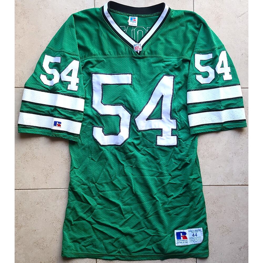 Marvin JONES #54 90s New York Jets RUSSELL Authentic SEWN jersey 44 M NFL vtg - Picture 2 of 10